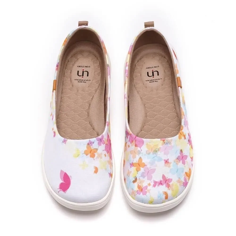 UIN Women's Ballet Flats Slip On Pointed Toe Casual Loafers(Painted Butterflies)
